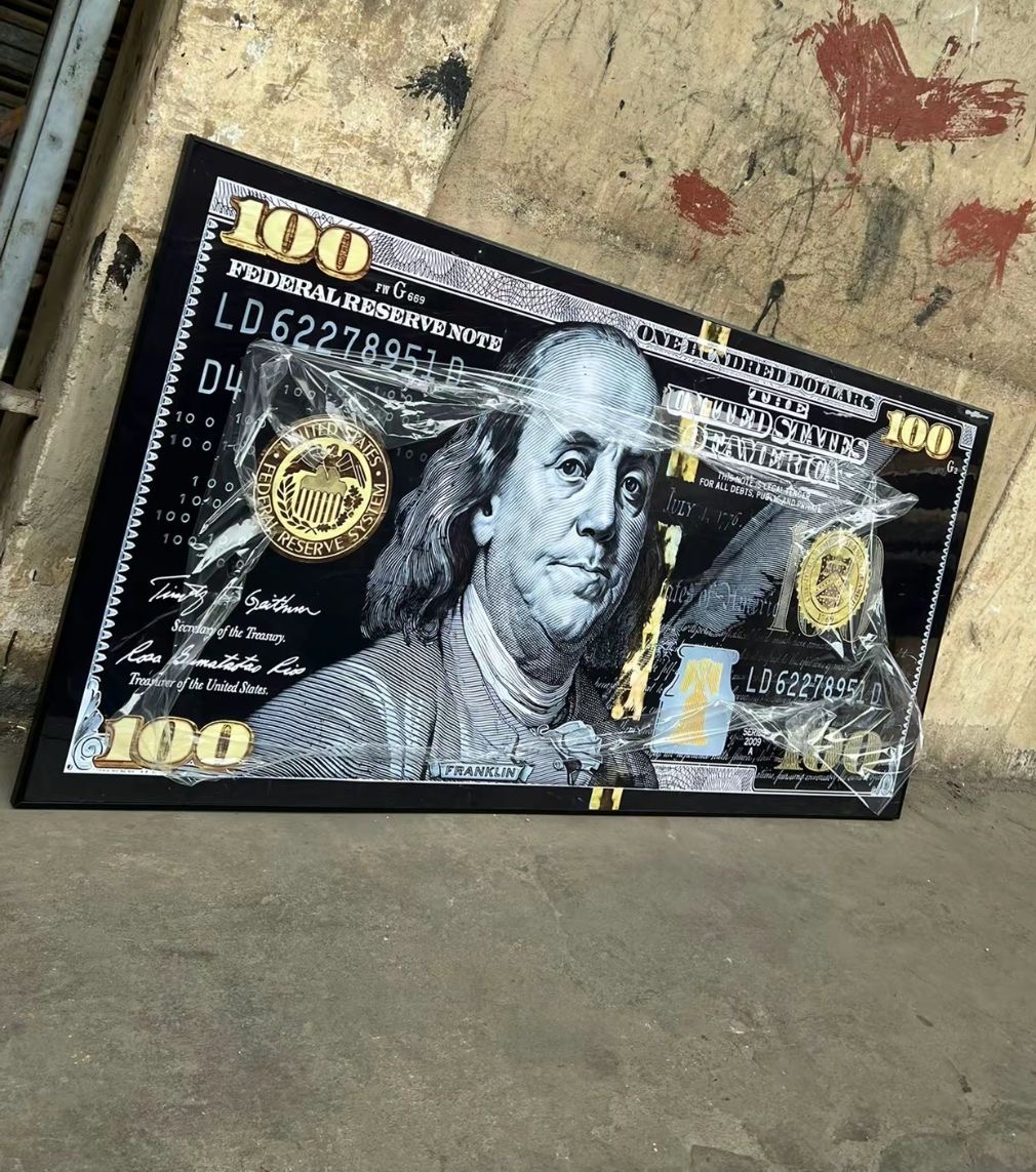 100 Dollar Bill Gold Canvas