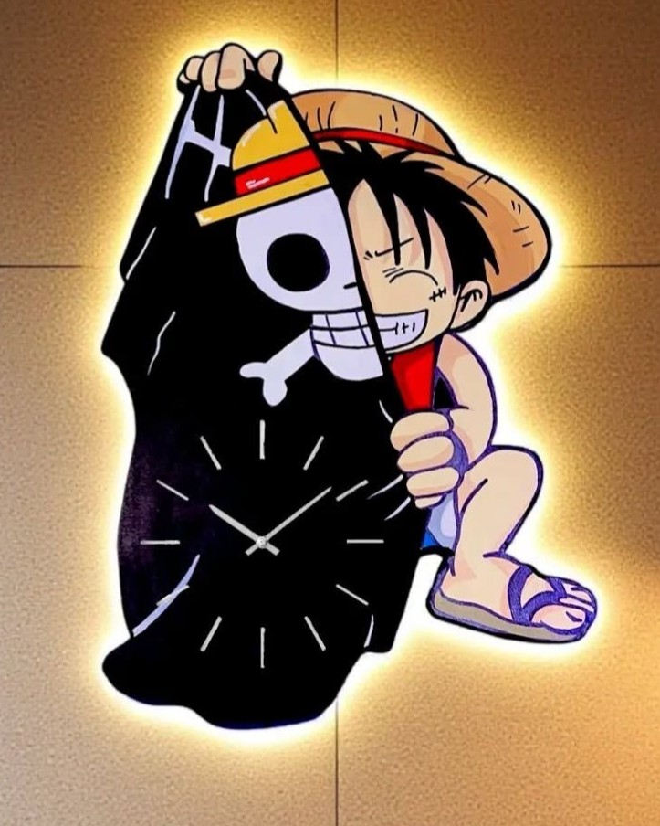 Luffy Straw Hat Jolly Roger Clock Canvas